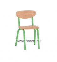 Lili szék, ovis méret, 30 cm magas, pácolt zöld támlával és ülőkével, rakásolható