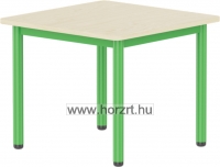 Emese juhar négyzet asztal- zöld fém lábbal 52 cm