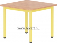Emese bükk négyzet asztal- sárga fém lábbal 58 cm