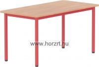 Emese sonoma tölgy téglalap asztal- piros fém lábbal 52 cm