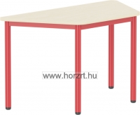Emese juhar trapéz asztal - piros fém lábbal 58 cm