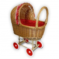 Fonott babakocsi, lehajtható textil kupolával - Játékbabához