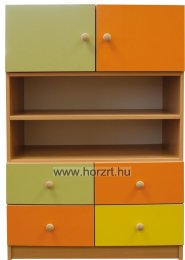 Flóra fiókos szekrény, 50x40x187 cm, juhar-narancs