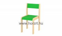Lili szék, ovis méret, 30 cm magas, pácolt narancs támlával és ülőkével, rakásolható