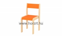 Lili szék, ovis méret, 30 cm magas, pácolt sárga támlával és ülőkével, rakásolható