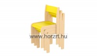 Lili szék, ovis méret, 30 cm magas, sárga támlával és ülőkével, rakásolható