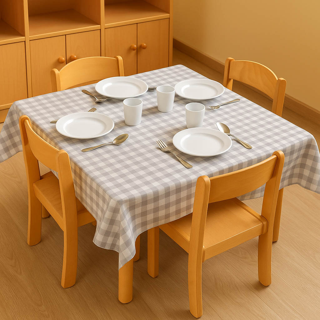 Impregnált Abrosz - Pasztell szürke kockás, 70x70 cm