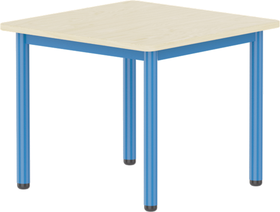 Emese juhar négyzet asztal - kék fém lábbal, 52 cm