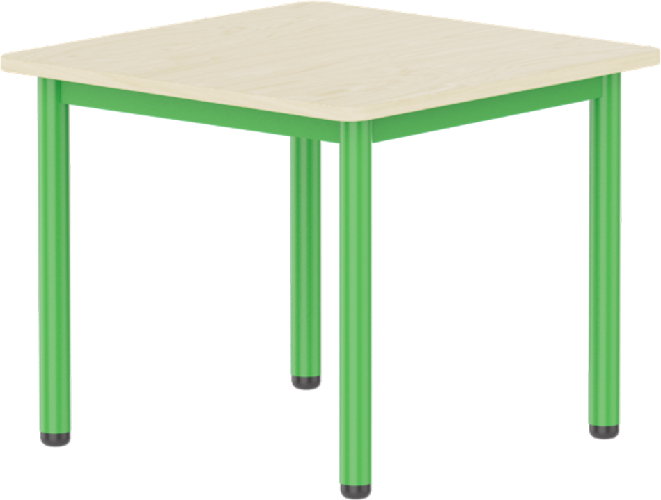 Emese juhar négyzet asztal - zöld fém lábbal, 52 cm