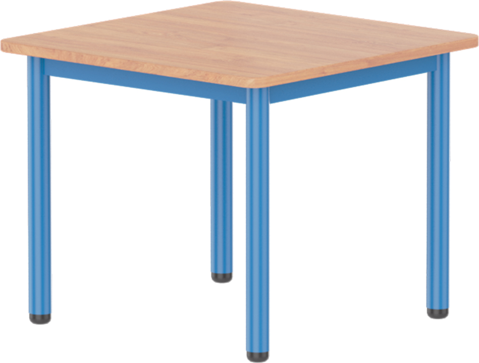 Emese bükk négyzet asztal - kék fém lábbal, 58 cm