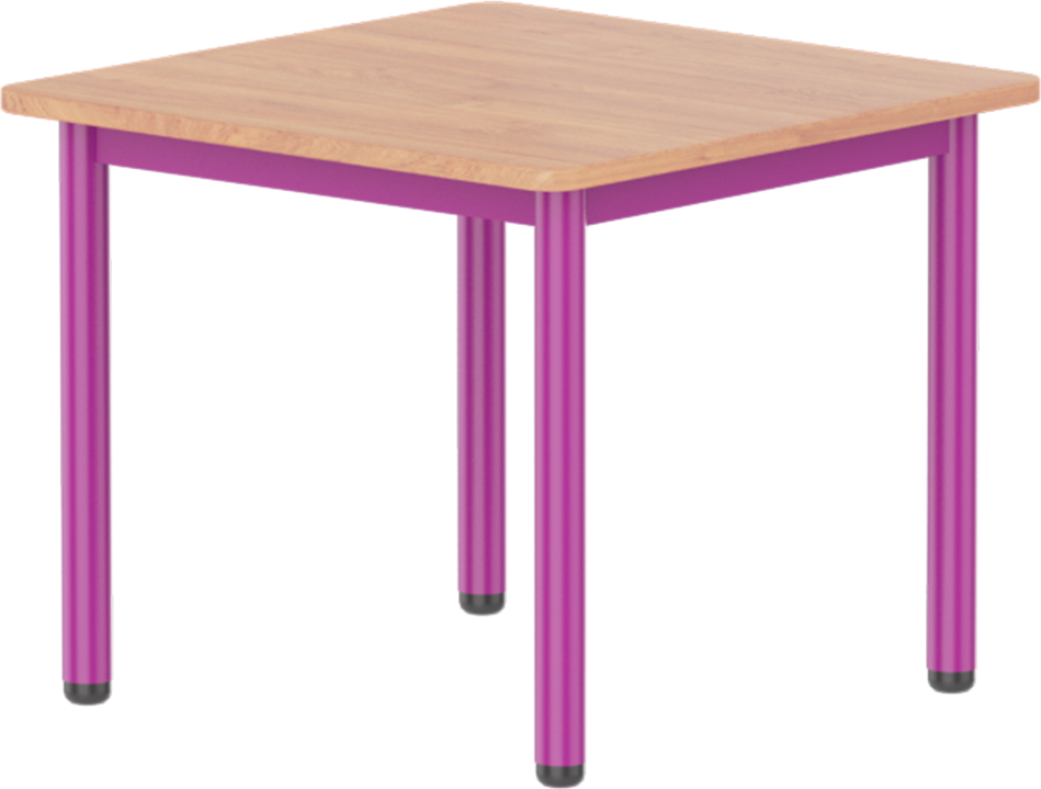 Emese bükk négyzet asztal - lila fém lábbal, 58 cm