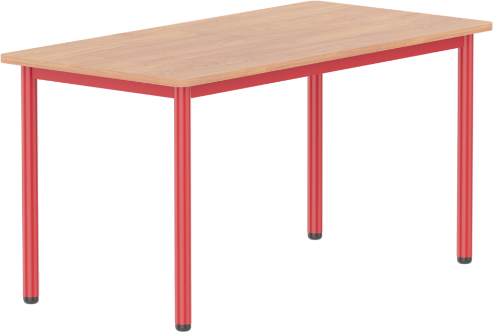 Emese bükk téglalap asztal - piros fém lábbal, 52 cm
