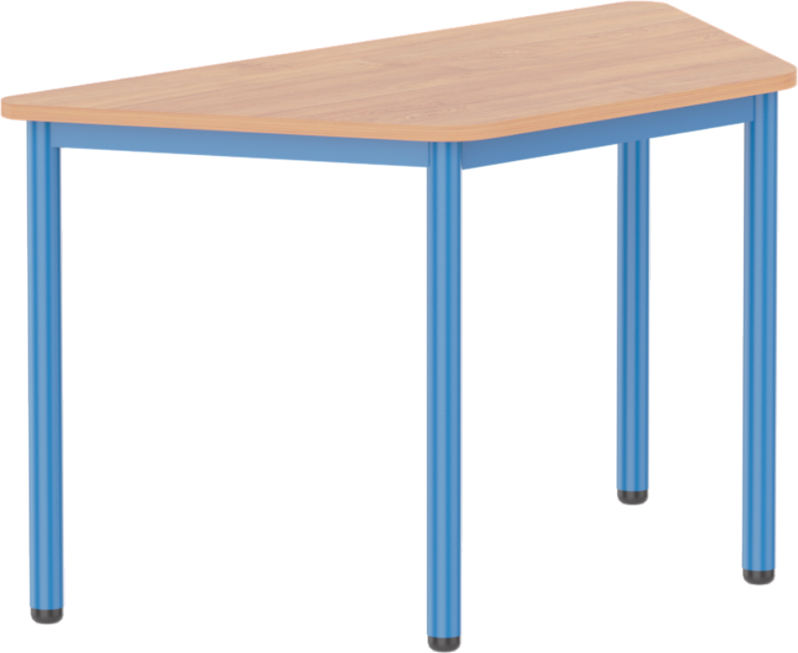 Emese bükk trapéz asztal - kék fém lábbal, 52 cm