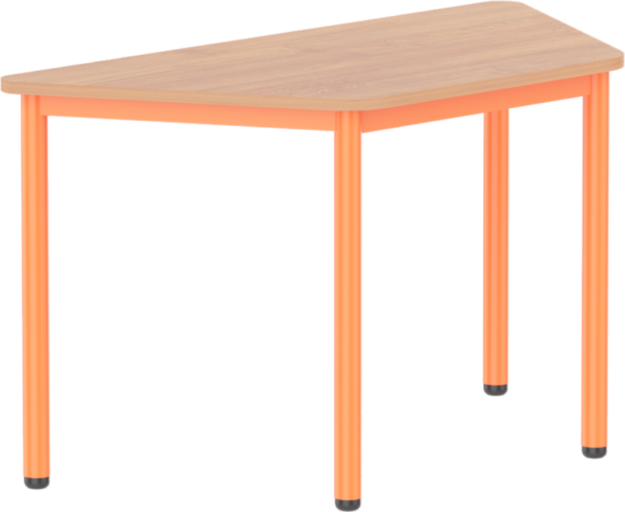 Emese bükk trapéz asztal - narancs fém lábbal, 58 cm