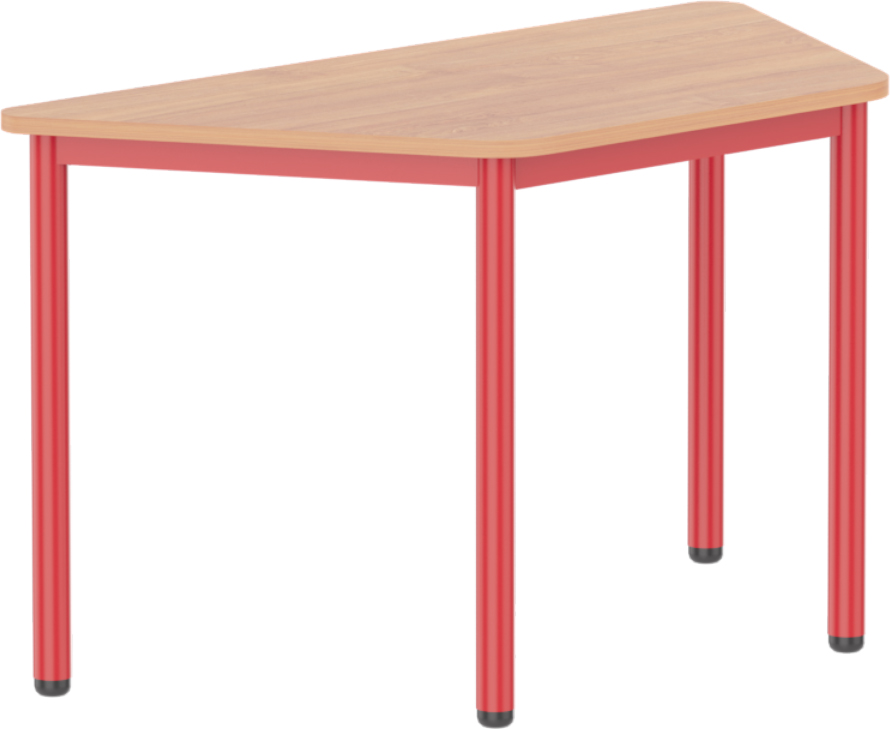 Emese bükk trapéz asztal - piros fém lábbal, 58 cm