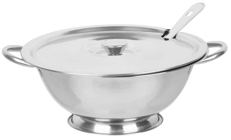 levesestál, rozsdamentes, 3 l, 29 cm, fedővel és merőkanállal