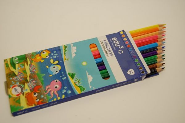 Színes háromszögletű ceruza, 12 db-os készlet - vékony