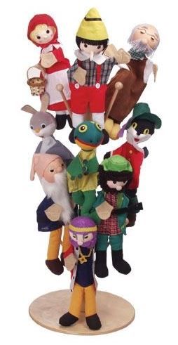 Bábtartó állvány, fa, 20 db bábhoz