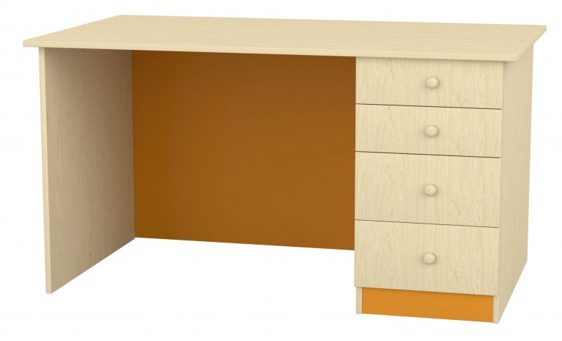 Íróasztal fiókokkal, 140x80x75 cm, juhar - narancs