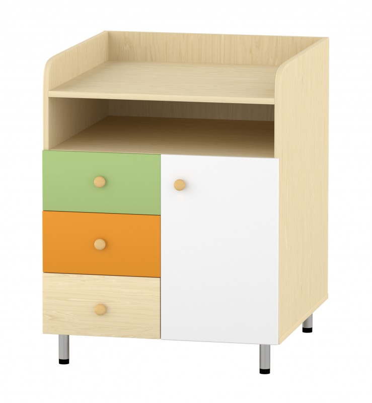 Lili pelenkázó szekrény - 3 fiókos, oldalszekrényes, 70x75x90 cm