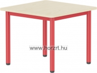 Emese juhar négyzet asztal- piros fém lábbal 52cm