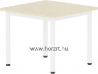 Emese juhar négyzet asztal - fehér fém lábbal, 58 cm