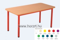Emese S.tölgy  téglalap asztal- piros fém lábbal 52cm