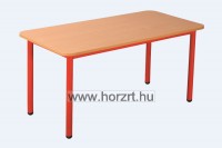 Emese bükk téglalap asztal - piros fém lábbal 58 cm