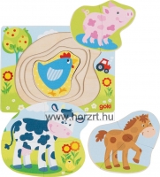 Hape Fogantyús Puzzle - Háziállatok - 24 hó+