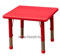 Emese bükk téglalap asztal-  piros fém lábbal 58cm