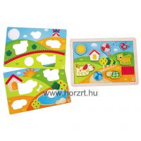 Hape Bébi puzzle, vidéki táj 3 az 1-ben - 12 hó+