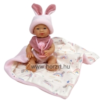 Lány baba rózsaszín szettben - fürdethető, 26 cm 24 hó+