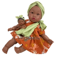 Néger lány hajas baba - fürdethető 37 cm - NINES