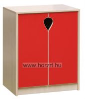 Lili ajtós szekrény, 70x49x86 cm, juhar-piros