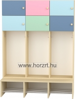 Komfort gyermeköltöző 4 fős , rácsos cipőtartóval-juhar