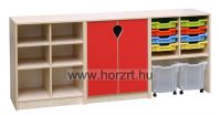 Lili szekrénysor - A<br>4 db görgős tároló<br>- 8 db tálca