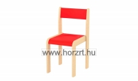 Lili szék, ovis méret, 34 cm magas, piros támlával és ülőkével, rakásolható