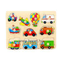 Fa fogantyús puzzle - Járművek 12 hó+