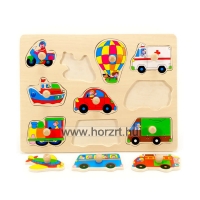 Fa fogantyús puzzle - Járművek 12 hó+