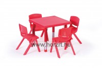 Happy Négyzet asztal, állítható magasságú - piros