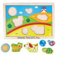 Hape Bébi puzzle, vidéki táj 3 az 1-ben - 12 hó+