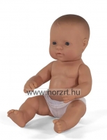 Európai baba - lány, kopasz, fürdethető, 32 cm 10 hó+
