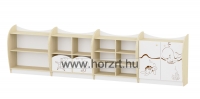 Marci íves kisszekrény - 6 fakkos, nyitott, juhar-fehér, 82x38x86 cm