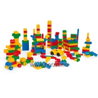 Mini építőkockák, 2,5x3 cm játszóvödörben 134 darab